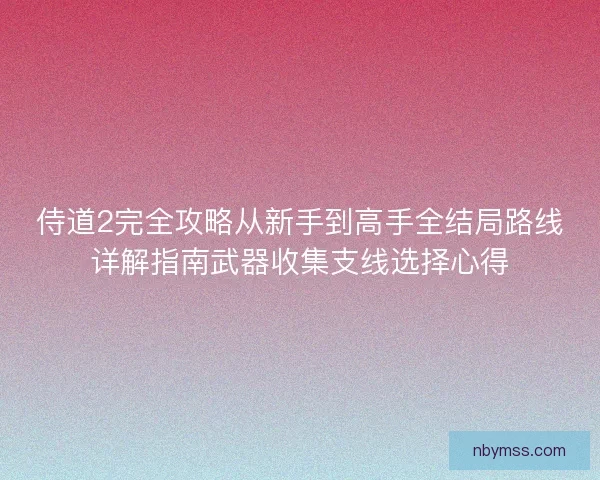 侍道2完全攻略从新手到高手全结局路线详解指南武器收集支线选择心得
